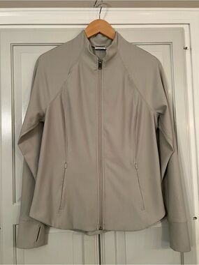 Athleta Light Gray Salutation Rib  Jacket sz L